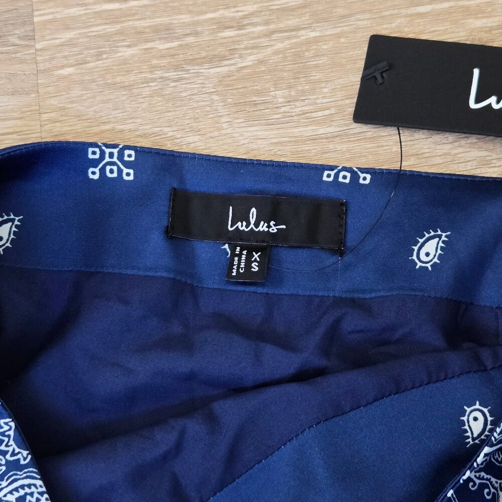 Lulu's Navy Blue & White Paisley Midi Skirt - Picture 8 of 14
